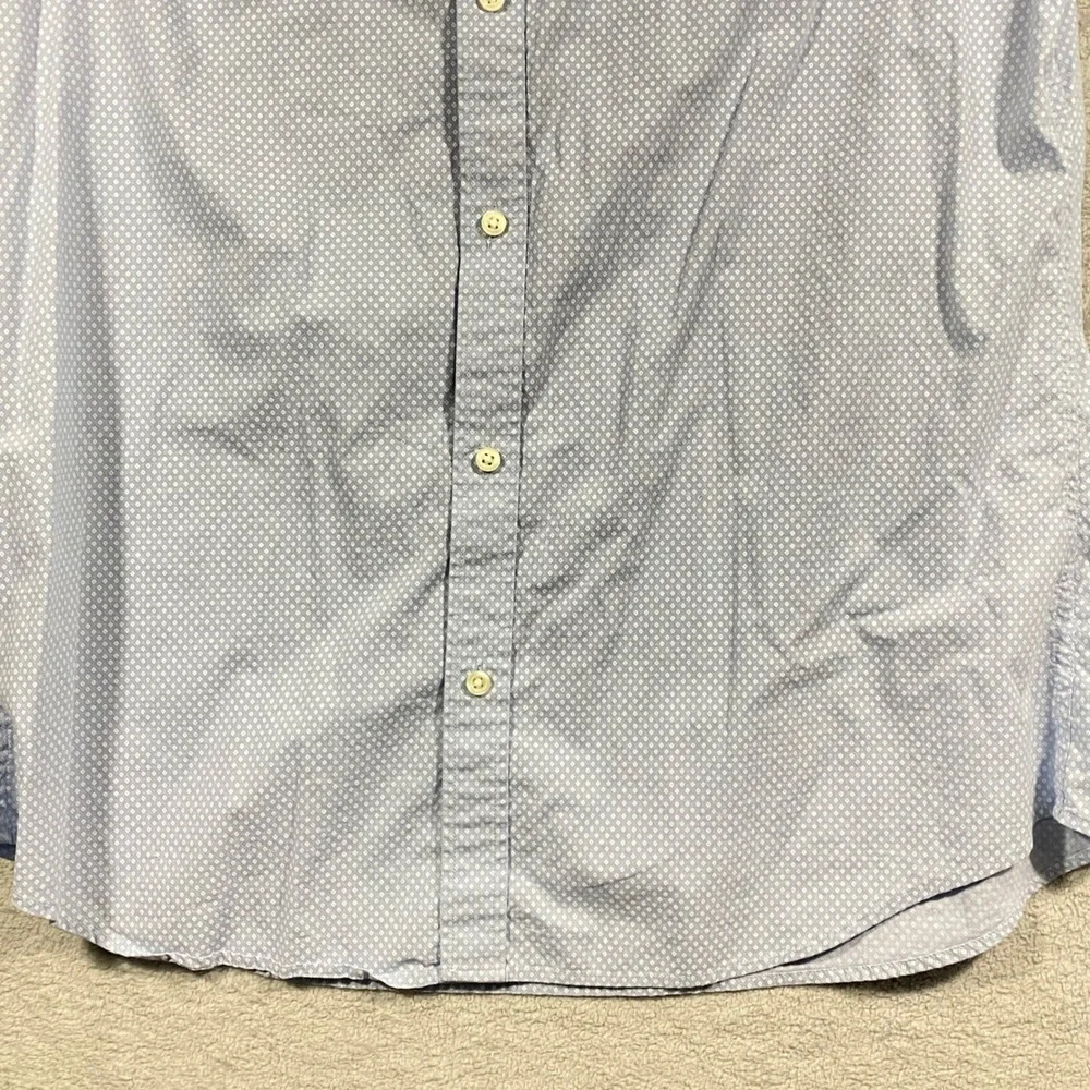Banana Republic Mens XL Slim Fit Stretch Soft‎ Wash Blue Diamond Print Shirt